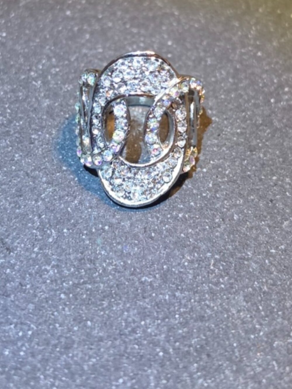 Silver tone Double‑Loop Rhinestone Ring - Picture 5 of 7